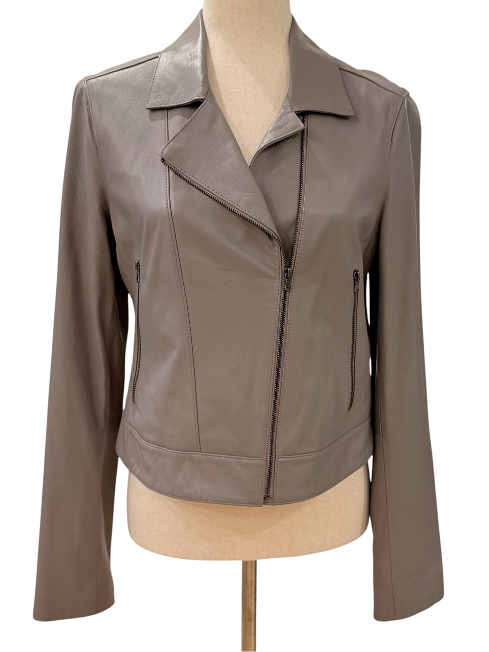 L'Agence Taupe Gray Leather Jacket
Asymmetric Zip Minimalist Moto Biker Like New